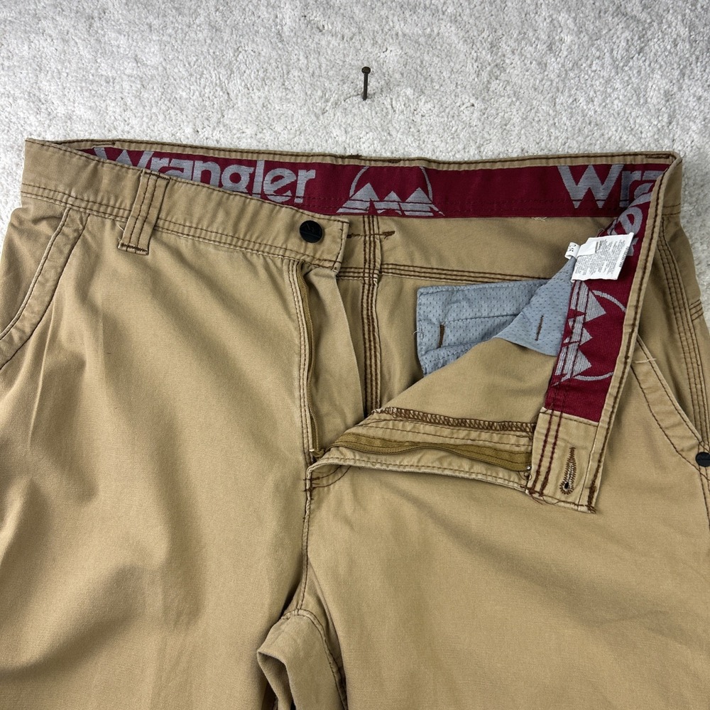 Wrangler Pants Mens 36x32 Tan Brown Cargo Stretch Nylon Outdoor Lightweight Gorp - Picture 8 of 14